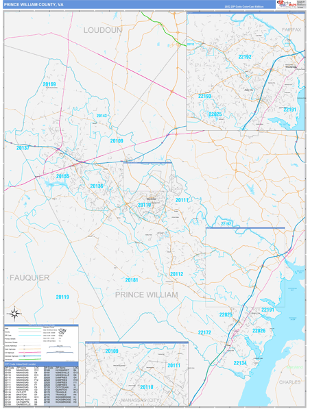 Prince William County, VA Zip Code Map
